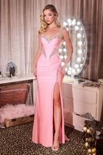 Beaded Corset Long Formal Fitted Prom Dress