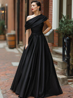 Elegant One-Shoulder Draped Evening Gown