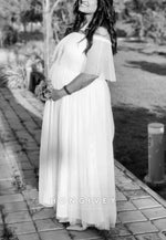 Off-Shoulder Maternity Shawl Photoshoot Gown Wedding Dresses