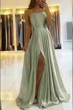 Charming Spaghetti Straps Satin Evening Dress with Side Slit