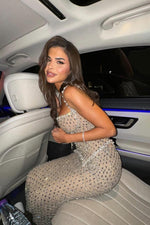 Charming Square Neck Glitter Beadings Sheath Prom Dress