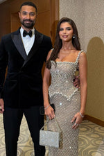 Charming Square Neck Glitter Beadings Sheath Prom Dress