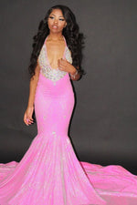 Halter Mermaid Evening Gowns Backless Prom Party Gowns