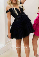 Off the Shoulder Waistband Bowknot Ruched A-Line Short Homecoming Dresses