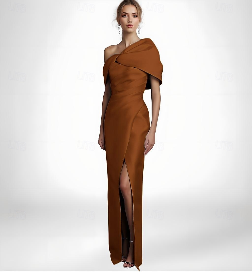 One Shoulder Sleeveless Mermaid Side Slit Evening Dress