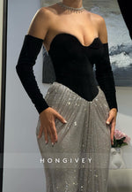 Sweetheart Sheath Glitter Floor-Length Evening Gown with Ruffles