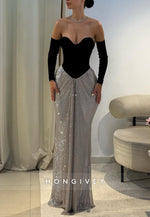 Sweetheart Sheath Glitter Floor-Length Evening Gown with Ruffles