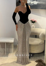 Sweetheart Sheath Glitter Floor-Length Evening Gown with Ruffles
