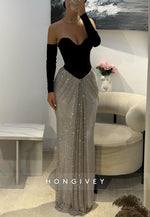 Sweetheart Sheath Glitter Floor-Length Evening Gown with Ruffles