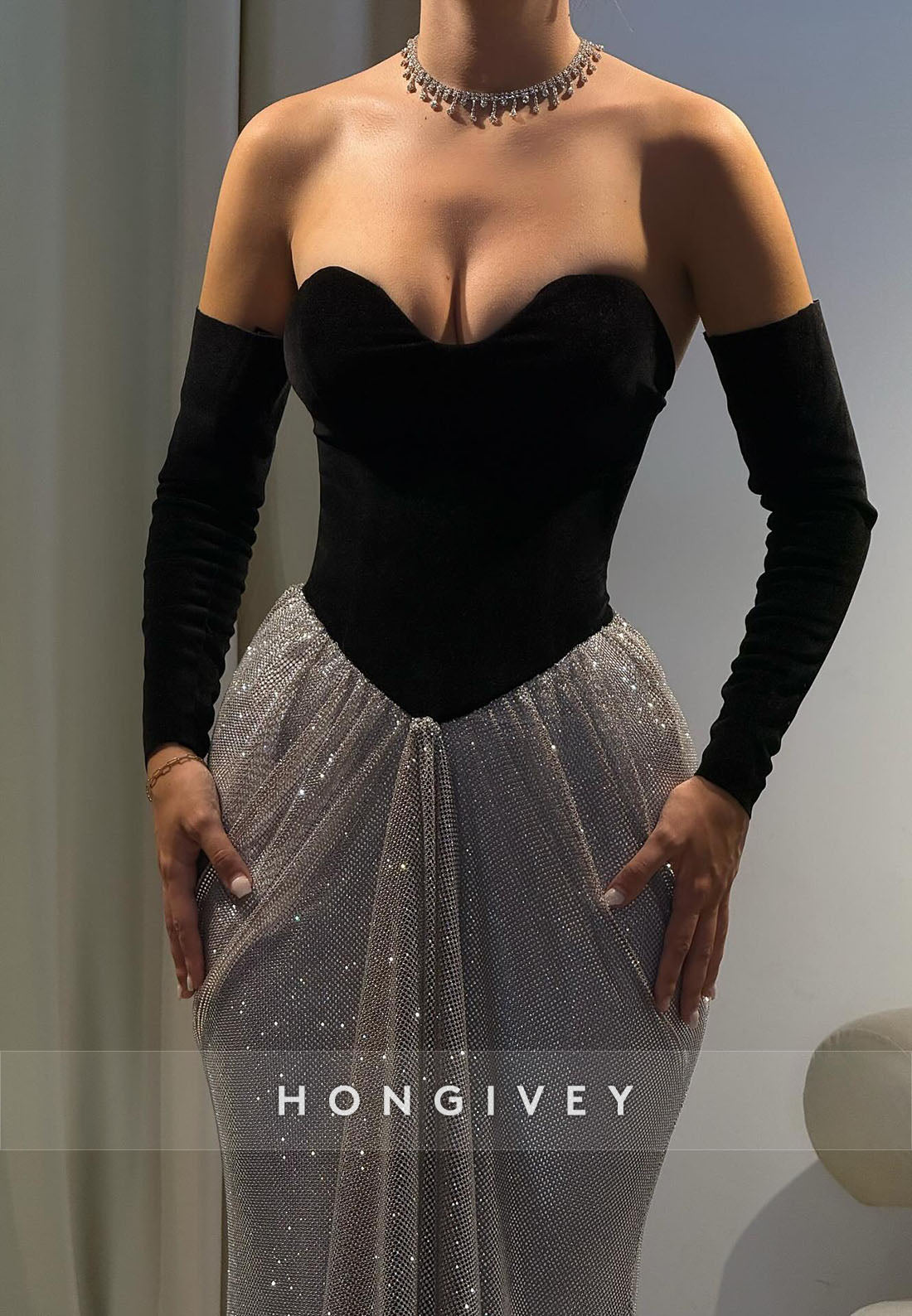 Sweetheart Sheath Glitter Floor-Length Evening Gown with Ruffles