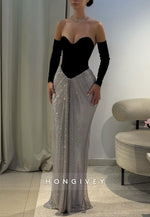 Sweetheart Sheath Glitter Floor-Length Evening Gown with Ruffles