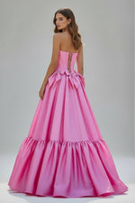 A-Line Black Scoop Neck Satin Long Prom Dresses with Bow Knots