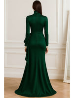 High Neck Long Sleeve Mermaid Floor-Length Evening Gown Mother of the Bride Dress