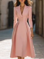 Elegant Pleated Blazer Midi Dress