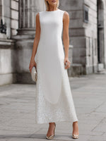 Sleeveless Panel Sequin Hem Maxi Dress