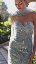 Sweetheart Sleeveless Floral Print Flowers Sequins Mermaid Prom Dress