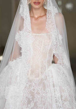 Strapless Lace Princess Court Train Bridal Gown Empire Wedding Dresses