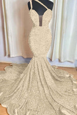 Hidais Red Mermaid Sleeveless One Shoulder Prom Dress Sweetheart Elegant Sequins