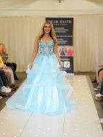 Spaghetti Straps Applique Sleeveless Tulle A-Line Prom Dress