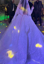 Sweetheart Long Sleeves Lace Chapel Train Empire Princess Wedding Dresses