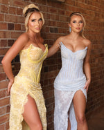 Sexy Lace Sleeveless Sweetheart Mermaid Side Slit Prom Dress