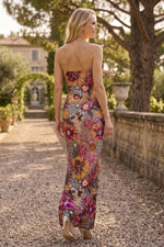 Strapless Sleeveless Flowers Mermaid Floral Print Evening Dress