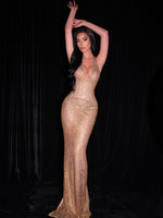 Halter Sleevless Sequins Sparkle Mermaid Floor-Length Prom Dress