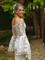 Lace Off the Shoulder Long Sleeve Mermaid Women Wedding Dress