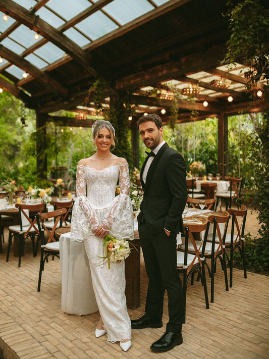 Lace Off the Shoulder Long Sleeve Mermaid Women Wedding Dress