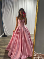Pink Sweetheart Flowers A-Line Floor-Length Prom Dress Sleeveless Cut Outs