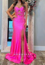 Sweetheart Ruched Mermaid sparkle  Prom Dresses with Train