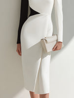 Black And White Cocktail Dresses Asymmetrical One Shoulder Midi Dress