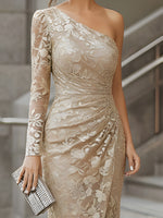 One-Shoulder Lace Evening Dress