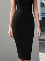 Cap-Sleeve Shimmer-Panel Pencil Dress