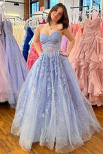 A Line Sweetheart Tulle Prom Dress with Appliques