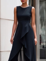 Sleeveless Layered Chiffon Overlay Jumpsuit