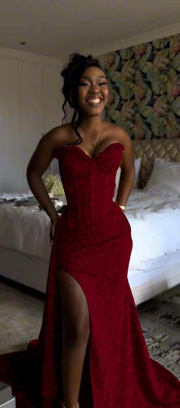 Hidais Sweetheart Sleeveless Long Mermaid Prom Dress With Split Sequin