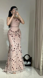 Fashion Strapless Detachable Long Sleeves Sprkle Mermaid Evening Dress