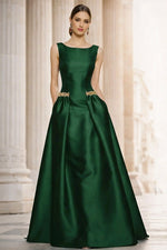 O-Neck Sleeveless Beaded A-Line Floor-Length Evening Dress