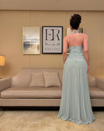 Green Halter Sleeveless Backless Mermaid Floor-Length Evening Dress