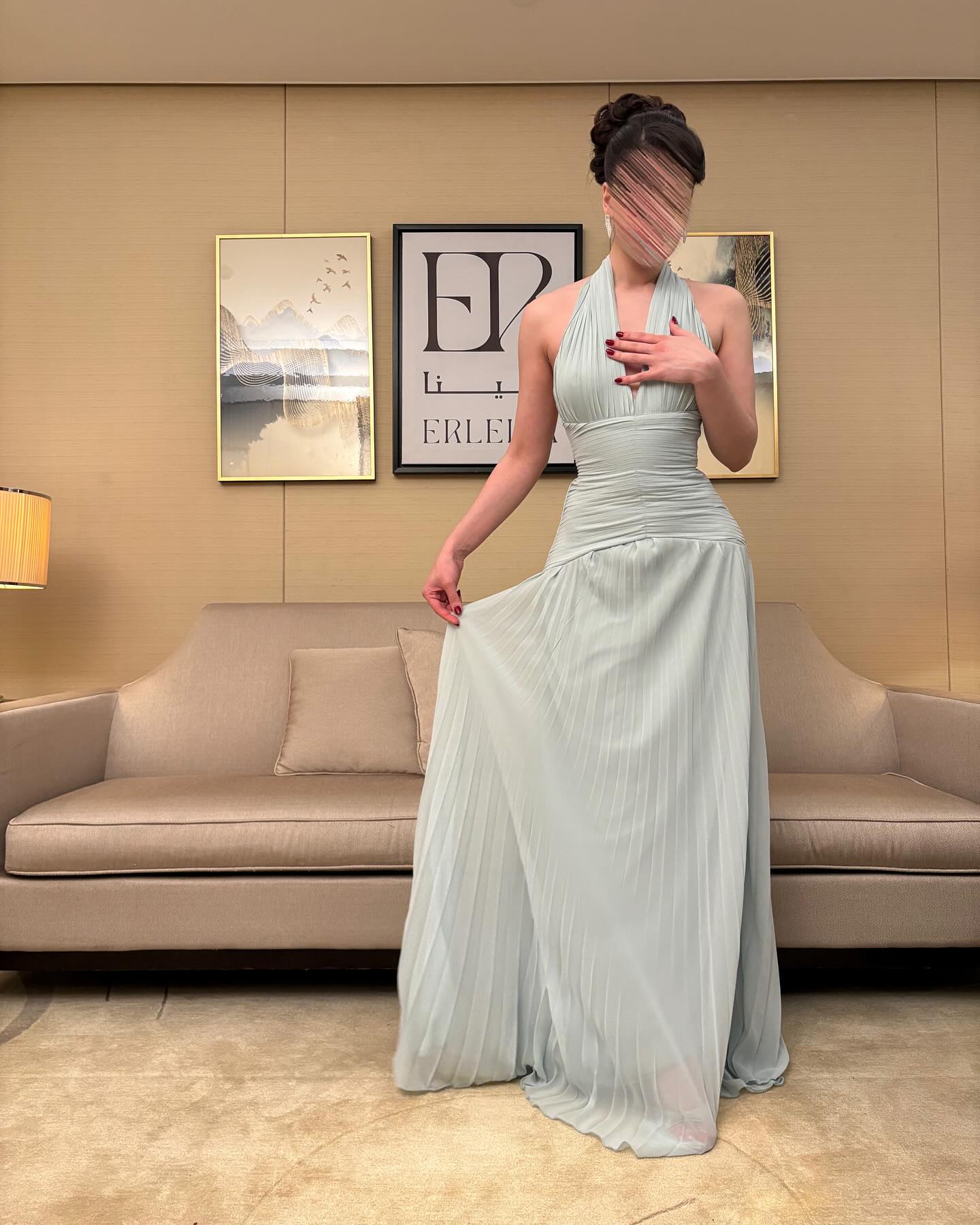 Green Halter Sleeveless Backless Mermaid Floor-Length Evening Dress