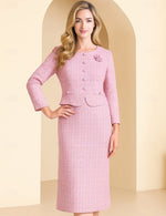 Pink Long Sleeve Flowers Mermaid Knee-Length Formal Evening Dress