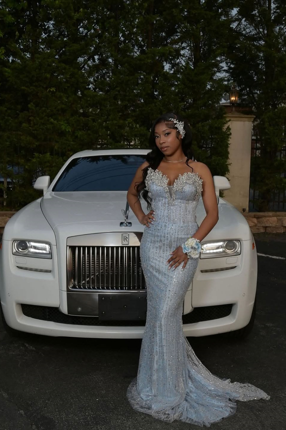 Modern Light Blue Sweetheart Mermaid Prom Dress Sleeveless Long With Beadings Crystals