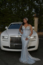 Modern Light Blue Sweetheart Mermaid Prom Dress Sleeveless Long With Beadings Crystals