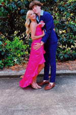 Strapless Green Silk Long Party Dress with Slit