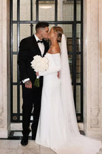 Charming Elegant Mermaid Strapless Elastic Satin Wedding Dresses with Sleeves