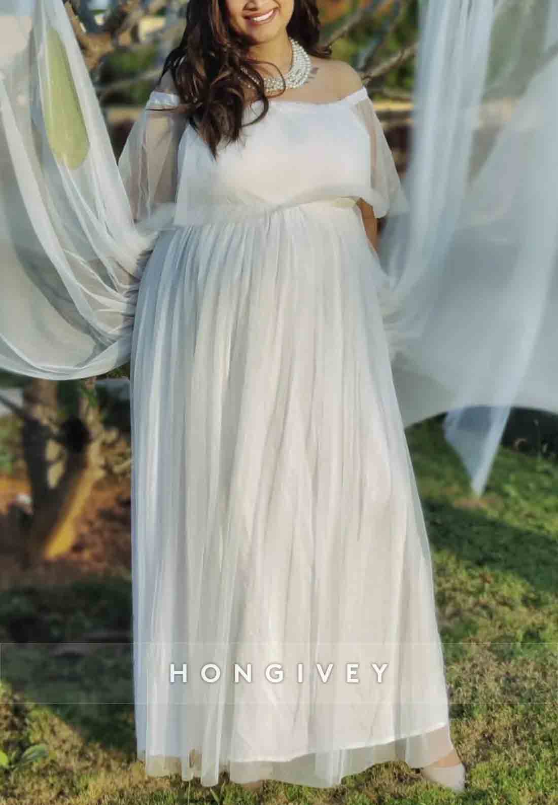 Off-Shoulder Maternity Shawl Photoshoot Gown Wedding Dresses