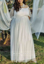 Off-Shoulder Maternity Shawl Photoshoot Gown Wedding Dresses