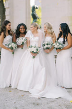 Elegant A-Line One Shoulder White Satin Wedding Dresses