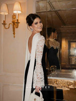 Lace Long Sleeve Black Mermaid Evening Dress